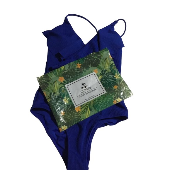 Cupshe One Piece Royal Blue Swim Suit Size Small NWT - Picture 7 of 7